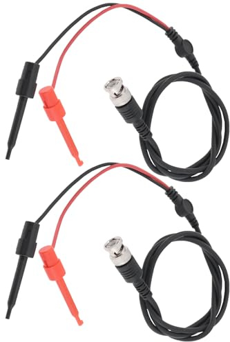Briny River 2Pcs BNC to Dual Testing Hook Oscilloscope Test Leads Probes Clip Coaxial Cable for Electrical Testing Work