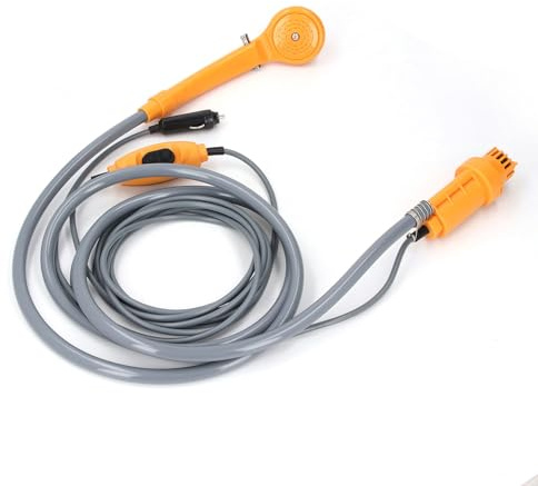 JTLB Adjustable Water Camping Shower Kit, Portable Outdoor Camping Shower System, with Suction Cup and Hooks for Car Washing, Travel (Orange)