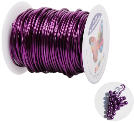 Sunkoo 15 Gauge 1,5 mm lila hantverkstråd i aluminium, 98,4 fot böjbar tråd för smyckestillverkning, skulptering, floristry, armatur, omslags- och modelleringsprojekt