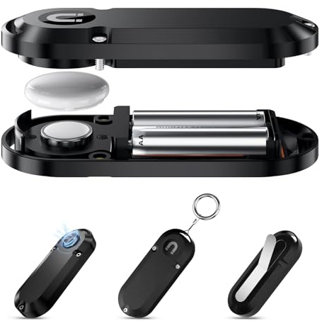 Extended Battery Case Compatible with AirTag (for 2 x AA Batteries) Holder with Strong Magnet + Adhesive Pad + Strap Eyelet, Waterproof and Shockproof for Car, Motorcycle, Luggage