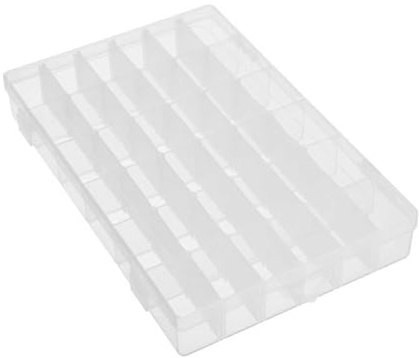 Kievano Sortierbox 36 Fächer – Transparente Aufbewahrungsbox aus Kunststoff mit verstellbaren Trennwänden – Perlen Aufbewahrungsbox für Schmuck, Basteln & Kleinteile – 27,5 × 18 × 4,5 cm
