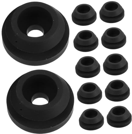 MUELODSIC 12pcs Rv Stove Accessories Rv Stove Top Cover Grates Protective Grommet Range Hood Parts Gas Top Cover Cooktop Grate Grommet Burner Pad Part Rubber Black