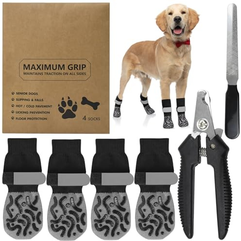 2 Paar M Hundeschuhe Pfotenschutz Outdoor Anti-Rutsch-Hundesocken Weiche Socken Doppelseitige Anti Rutsch Hundesocken Mit Verstellbaren Riemen Hundesocken Anti Rutsch Hunde Schuhe für Innenbereich（M）