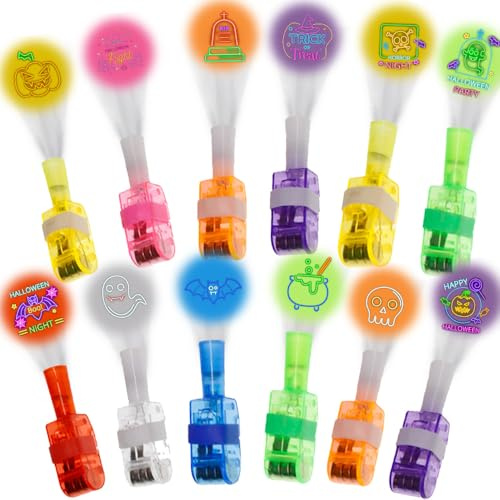 BOSTEU LED Light Up Finger Lights Toys, Halloween Christmas Party Goodie Bag Fillers, Glow in The Dark Toys Bulk for Party Classroom Prizes (24 pcs Halloween)
