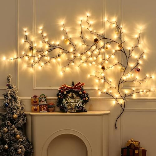 ENEN Twig String Fairy Lights, 8 Modes USB Powered with Remote, Bendable Artificial Willow Vine Tree Branch LED Lights for DIY Bedroom Living Room Home Wall Décor (Warm White,2.3m 144 LED)