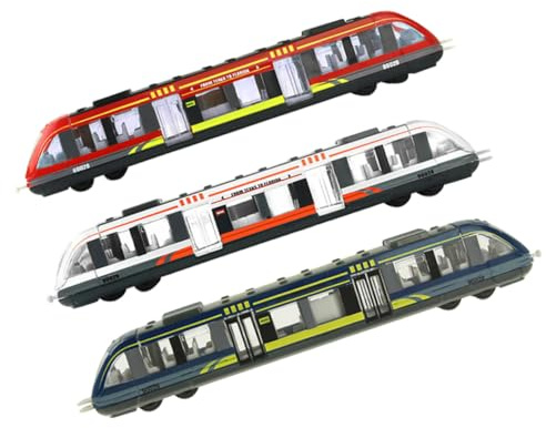 ORFOFE Set di 3 Trenini Elettrici per Bambini in Lega Design Cartoon, Portatile per Scuola Materna e Gioco Educativo