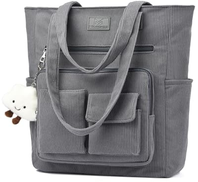 Micmores Laptoptasche Damen 16 Zoll, Handtasche Damen Cord Shopper Tasche Arbeitstaschen Groß Tote Bag, Lehrertasche Bürotasche Aktentasche Umhängetasche für Uni Business Schule