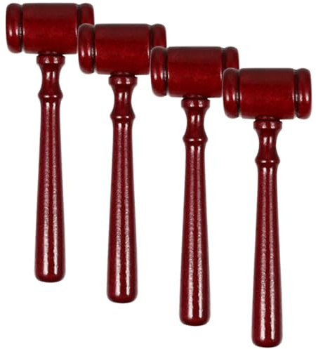 Healvian 4pcs Redwood Judge Hammer Set Block, Wooden Courtroom Gavel for Role Play, Auction, and Decorative Use