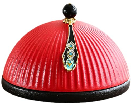 TOVINANNA Cenicero Decorativo de Cerámica Rojo Forma de Sombrero Oficial, Soporte de Almacenamiento y Adorno Creativo para Escritorio Moderno