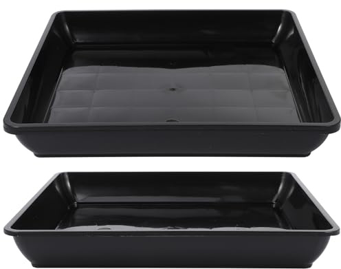 SHINYPASING Sottovaso Quadrato 35x35 in Plastica Pp 2 Pezzi, Base per Vaso da Fiori Nero per Piante da Interno, Resistente e Antigoccia per Giardinaggio Domestico