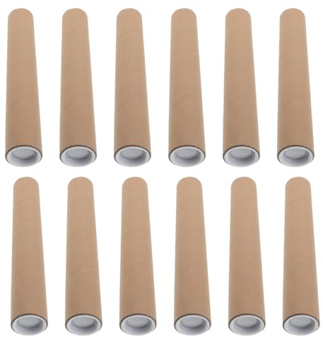 KJHBV 12 Stück Versandhülsen aus Kraftpapier mit Deckel 28x2,5cm Posterröhren für Sicheren Versand und Aufbewahrung von Kunstwerken und Zeichnungen