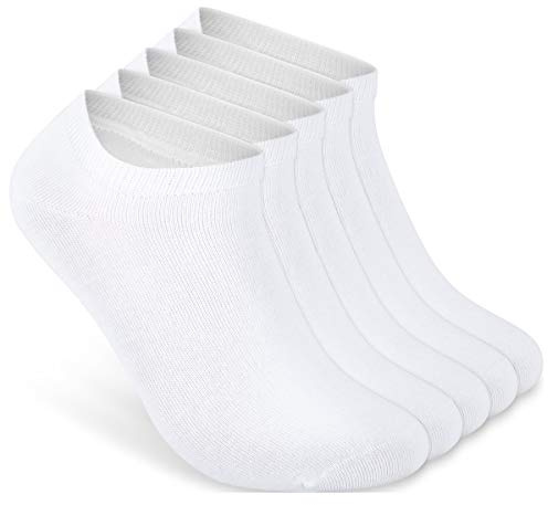 ALL ABOUT SOCKS sneakerstrumpor kvinnor och män – premiumstrumpor i finaste utförande – kammad bomull – utan tryckande tåsöm (5 x par), Vit, 39-42 EU