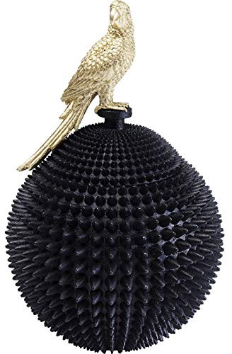 Kare Design Deko Dose Parrot, Schwarz/Gold, XXL, Aufbewahrungsdose, Papagei Motiv, Vorratsdose mit Deckel, 40x26x26 cm (H/B/T)