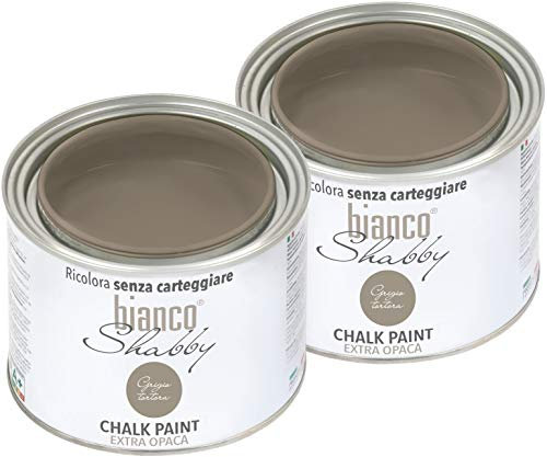 CHALK PAINT Grau Taupe Shabby Chic Vintage für Möbel und Wände EXTRA matt (2 x 500 ml)
