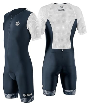 SLS3 Tute da Triathlon da Uomo – Aero a Maniche Lunghe, Triathlon da Uomo, Triathlon, in Tessuto Leggero Premium FX (Nero/Bianco, XL)