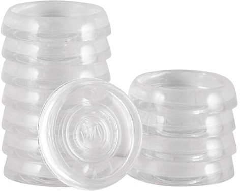 SoftTouch 1-3/8 Round Reusable Furniture Caster Cups for Couches, Chairs, Tables on Carpet or Hard Surfaces, Furniture Wheel Caster Cups with Vinyl Base, Set of 12, Clear