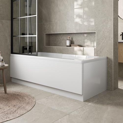 Modern 1700mm Front Side Panel & 800mm End Acrylic Bath Panel Panels for Bathroom Baths Soaking Tubs, Easy to Cut, White Gloss