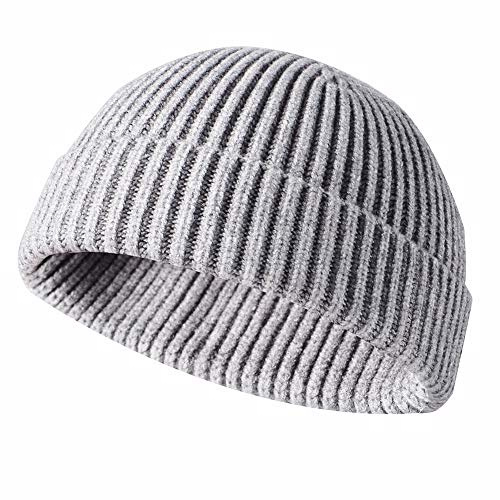 JFAN Unisex-trålarmössa i retrostil för vintern, basebollmössa i streetstil med uppvikt kant, kalott, GRÅ, En Storlek