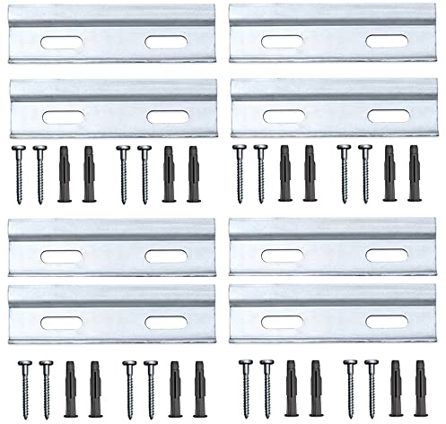 sossai® Dexo Kurzschienen Set | Länge 10 cm | 8x Kurzschiene + Schrauben + Dübel | zum Aufhängen von Küchen-Hängeschränken