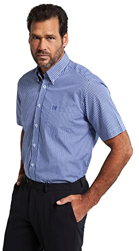 JP 1880 Camisa de Media Manga, diseño de Cuadros 1/1, Azul Claro, XXXXXL para Hombre