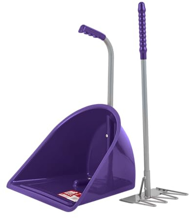 Red Gorilla Official TEENIE TIDEE in Purple with Short Traditional Rake Horse Manure Shovel Scoop Small Lightweight Suitable for Children Dustpan Set for Paddock Stable Horsebox or Garden Waste