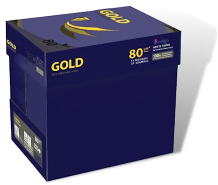 Indigo® A4 White Printer Paper – 80GSM – 1 Box (5 Reams, 2500 Sheets) – Premium High-Whiteness Copy Paper – Gold Standard Professional Office Paper for Inkjet, Laser & Copier Use