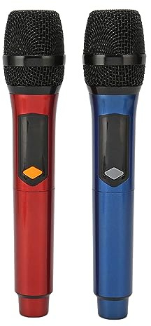 Microphone sans Fil, Système de Microphone Portatif à Double Micro Dynamique sans Fil UHF Professionnel, Microphone de karaoké à Affichage LED Rechargeable pour Réunion, Fête,