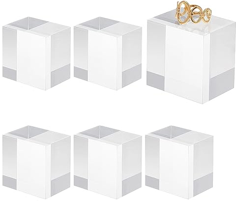 OLYCRAFT 6Pcs Clear Acrylic Cube 4x4x3cm Acrylic Square Display Blocks Square Clear Polished Acrylics Display Cube Displays Block for Ring Jewelry Showcase Holder Base