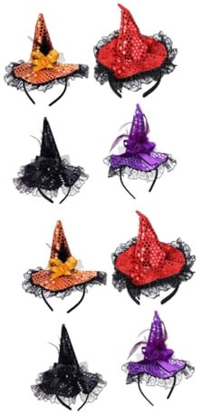 ABOOFAN 8stücke Mädchen Hexenhut Haarreifen Mit Und Federn Halloween Zubehör Für Mädchen Bequeme Und Stilvolle Kostümaccessoires Für Partys Und Festivals