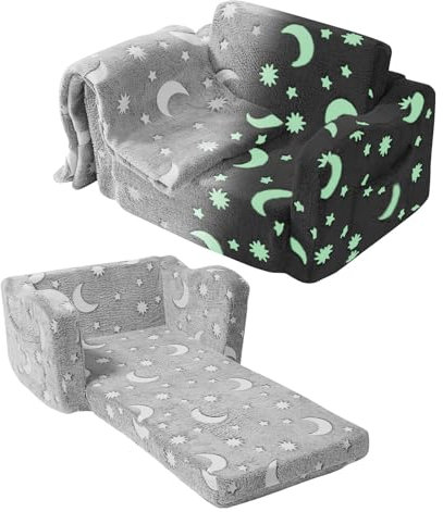 VEVOR Klappbarer Kindercouch Kindersofa 610 x 430 x 400 mm Kindersofa Kinderzimmer Softsofa, Spielsofa Kuschelecke 1 Kind, Kindersessel Kindermöbel Kinderstuhl Grau Schlafsesseln 20 kg Bettfunktion