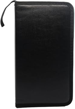 SENYAZON CD-Halter aus PU-Leder, 80 Kapazität, CD-/DVD-Aufbewahrungstasche, tragbarer Disc-Brieftaschen-Organizer mit Reißverschluss und praktischem Gurt, für Auto und Zuhause, platzsparend, Schwarz