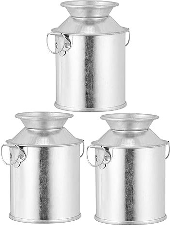 Ciieeo Vintage Flower Pot and Retro Iron Bucket Set, 3pcs Rustic Metal Dried Flower Container for Desktop Decoration and Wedding Floral Arrangements