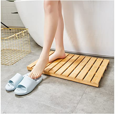 Badematte aus Bambusholz,Duschmatte aus natürlichem Holz,Badematte aus Bambusholz für Badezimmer,rutschfeste Badematte,Holzteppich für Duschwanne,Spa und Saunaböden,natürliche Farbe,70 x 100