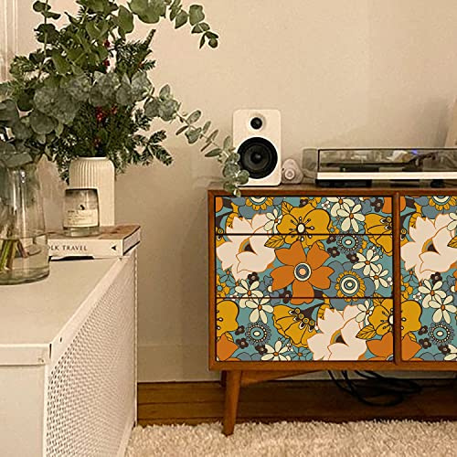 neukids Wallpaper Self Adhesive,Vintage Flower Wallpaper Art Deco,40x250cm