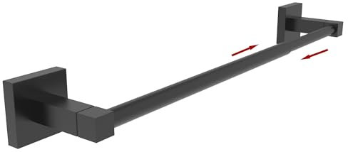 Ruacq Barra portasciugamani regolabile, nero opaco, per bagno, in acciaio inox 304, robusto e antiruggine