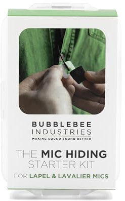 Bubblebee Industries Starter kit per nascondere microfono per microfoni da bavero e lavalier – Nasconde nastro microfono, coperture per riduzione del rumore e del vento per creatori di contenuti