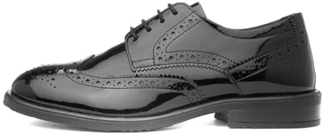 Hush Puppies Charlotte Womens Black Patent Brogue - Size 6 UK - Black