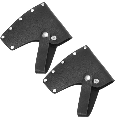 M METERXITY 2-Pack Hatchet Sheath, Leather Axe Sheath for 1.32LB Axe, Double Snap Axe Head Cover Portable for Outdoors Work/Outdoor Hiking Hatchet Blade Protector Hatchet Cover [Black]