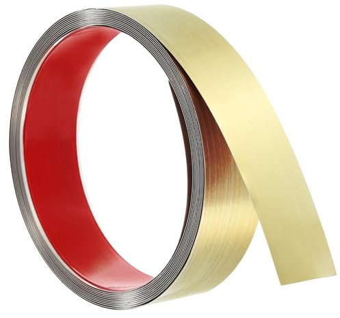 sourcing map Moulure murale autocollante en acier inoxydable avec finition brossée métallisée pour décoration d'intérieur, 5 m x 4 cm, doré