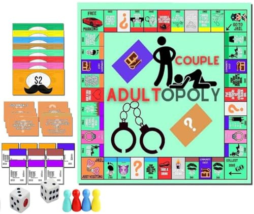 Cymwer Adultopoly-Brettspiel, Paarspiele for Erwachsene, Schlafzimmerspiele for Paare, Adultopoly-Brettspiel for Paare, Beziehungskartenspiel, Konversationskarten for Paare