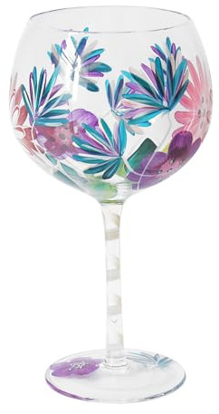 Lesser & Pavey Lynsey Johnstone Pink Gerberas Gin Glass for Home, Kitchen, Restaurant & Parties | Lovely Gin Glassware for Drinks | Lovely Gift for Women, Men, Wedding & Christmas