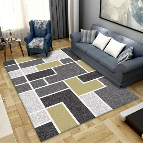 LKTRUK 100X200Cm Schwarz Auslegware Teppichboden Schlafzimmer Rechteckiger Teppich Flur Bedruckter Feuchtigkeitsbeständig Und Schmutzabweisend 3Ft 3.4'