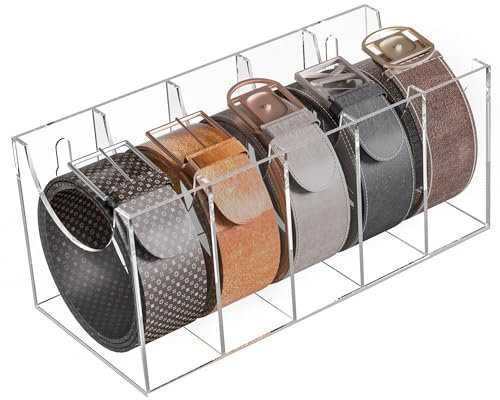 Sezanrpt 5 Fächer Acryl Gürtel Organizer, klarer Gürtel Display Case für Krawatte Organizer an der Wand montiert