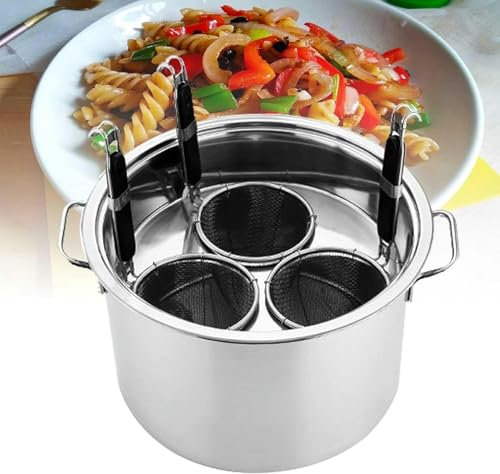 Generico Pentola per zuppa Multifunzionale con scolapasta, utensile per Cucinare la Pasta con cestelli per scolapasta, Set di Inserti per pentole per Pasta, pentola per Pasta in Acciaio Inossidabile