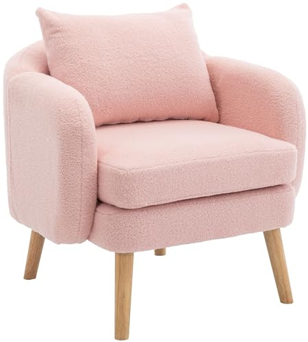 Taoplay Ohrensessel mit abnehmbarem Bezug - XXL Lesesessel für Wohnzimmer, Gemütliche Chaiselongue, Teddy Sessel, Rosa