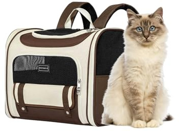 Galatée Hunderucksack, Von Fluggesellschaften Zugelassener Haustierrucksack Für Kleine Und Mittelgroße Hunde Und Katzen, Katzentasche Für Reisen, Spaziergänge, Wandern Im Freien(Braun)