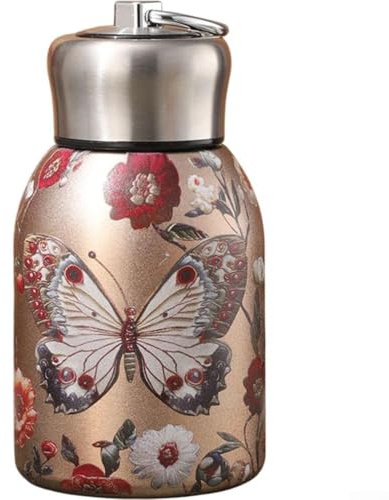 HOHOVYVY Botella aislada al vacío, termo de acero inoxidable, 300 ml, taza térmica para bebidas calientes y frías, portátil con diseño retro (D)