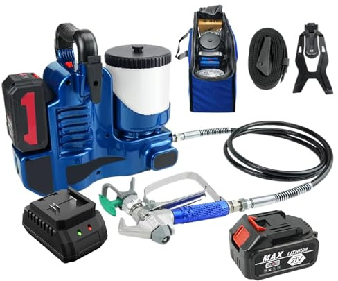 Máquina de pulverización de Pintura a Alta presión de 500W, máquina de pulverización inalámbrica sin Aire con batería de Litio de 21 V, 1.1L/min, tolva de 6 velocidades, tolva de 1.2L, 15MPa máxima