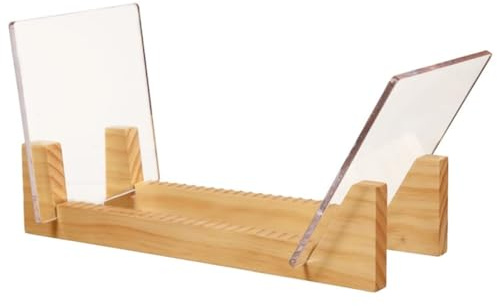 Orivin Portadischi in vinile in legno - Supporto per dischi in vinile - Supporto per album, espositore per organizzare fino a 50 album, DVD e CD, venature del legno