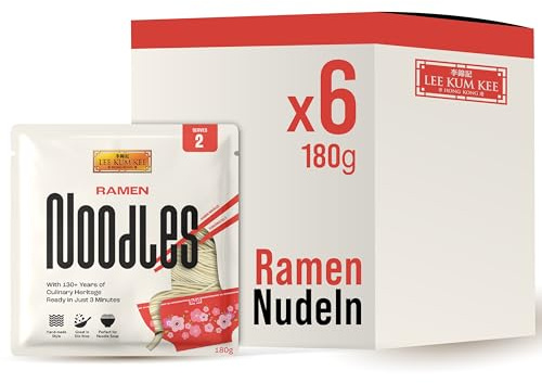 Lee Kum Kee Ramen Noodles, 180 g Pack of 6 | Tender ramen noodles for soup, hot broth, stir-fries and comforting noodle bowls. Serves 2.